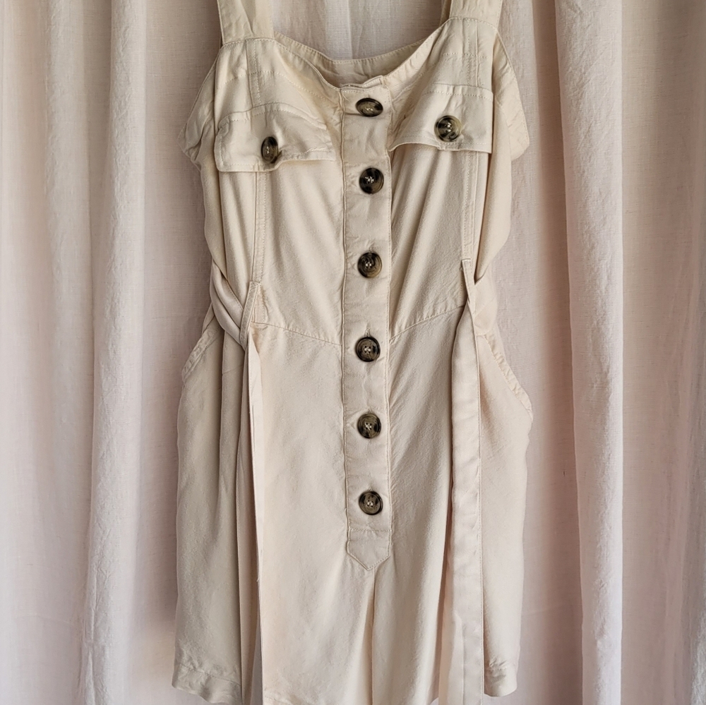 Japna Cream Pleated Buttoned Sundress